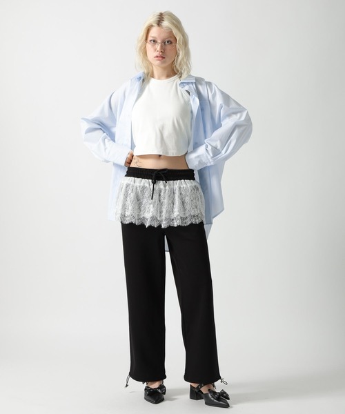 FOREVER 21（フォーエバー トゥエンティーワン）の「【2025SS】フリルレース付きスウェットパンツ（スウェットパンツ・レディース・ブラック/グレー・SMALL/MEDIUM）」の11枚目の写真