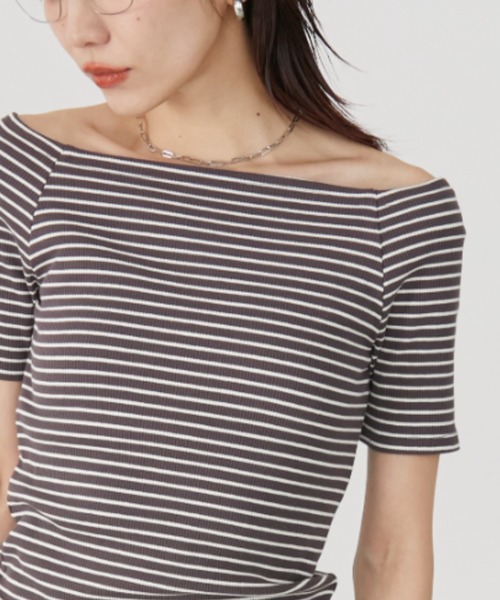 tシャツ ボーダーオフショルプルオーバー レディース セール】・ボーダーカットソープルオーバー（Tシャツ/カットソー