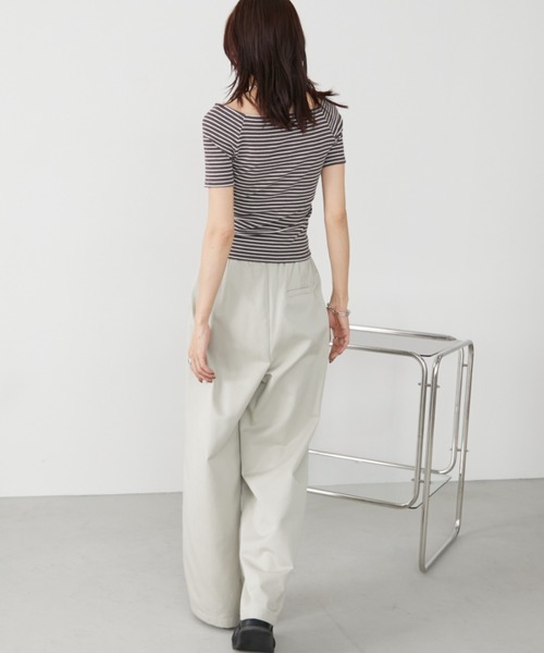 Auntie Rosa Holiday(アンティローザホリデー)の「ボーダーリブオフショルプルオーバー(Tシャツ/カットソー・レディース・ブラック/ブラウン・FREE)」の9枚目の写真