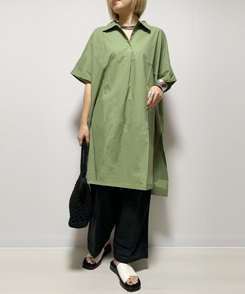 Fizz(フィズ)の「【Fizz/フィズ】 ドルマンスキッパーシャツ(シャツ/ブラウス・レディース・ライトカーキ/チャコール/グレイッシュベージュ/ブルー・M)」の4枚目の写真