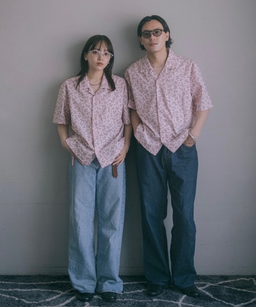 2/9号室 かおこ&ひろと オープンカラーシャツ 2/9号室(かおこ&ひろと) - Open collar shirt(small floral
