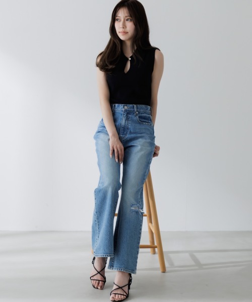 SENEE(セニー)の「summer knit tank(サマーニットタンク)(Tシャツ/カットソー・レディース・ブラック/アイボリー・FREE)」の21枚目の写真