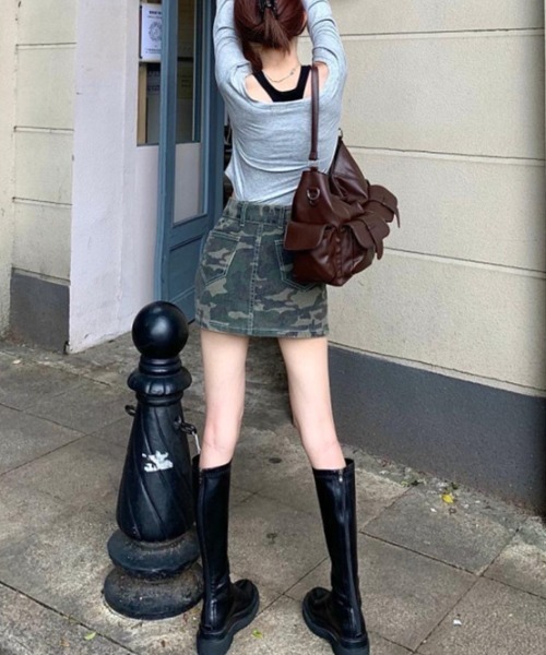 MARKANDLONA カモフラージュ ニットミニスカート MARKANDLONA カモフラージュ ニットミニスカート