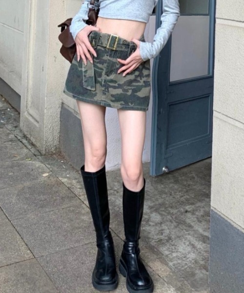 MARKANDLONA カモフラージュ ニットミニスカート MARKANDLONA カモフラージュ ニットミニスカート