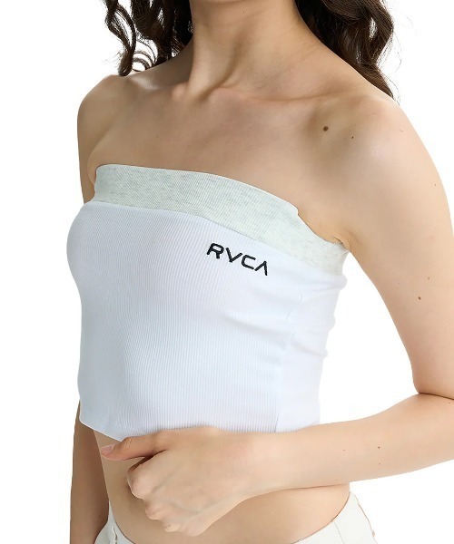 RVCA(ルーカ)の「RVCA レディース MINI RVCA RIBBED TUBETOP タンクトップ 【2025年夏モデル】/ルーカリブチューブトップ(チューブトップ・レディース・ブラック/ホワイト・MEDIUM/SMALL)」の2枚目の写真