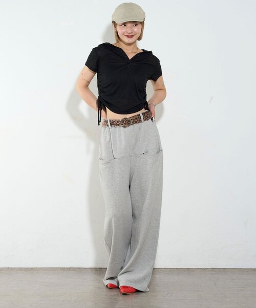 WHO'S WHO gallery(フーズフーギャラリー)の「【新色レース】シアー/レース ヘンリー半袖パーカー(Tシャツ/カットソー・レディース・ブラック/オフホワイト/グレー/ホワイト/ブラック系その他・FREE)」の14枚目の写真