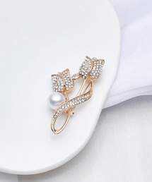 ALLURELLE（アリュレル）の「【ALLURELLE】選べるバリエーション リボン フラワー パール モチーフブローチ 結婚式 二次会 パーティー フォーマル オケージョン セレモニー KNF-TP（ブローチ/コサージュ）」