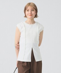 Ray BEAMS | リブ フロント スリット ノースリーブ カットソー(Tシャツ/カットソー)