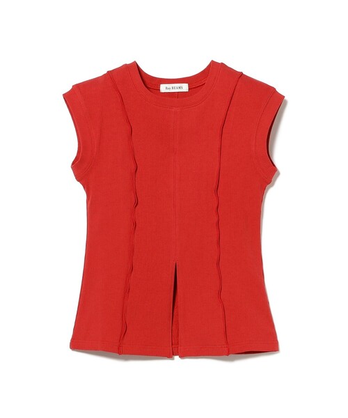 Ray BEAMS(レイビームス)の「リブ フロント スリット ノースリーブ カットソー(Tシャツ/カットソー・レディース・ブラック/ホワイト/レッド・ONE SIZE)」の21枚目の写真