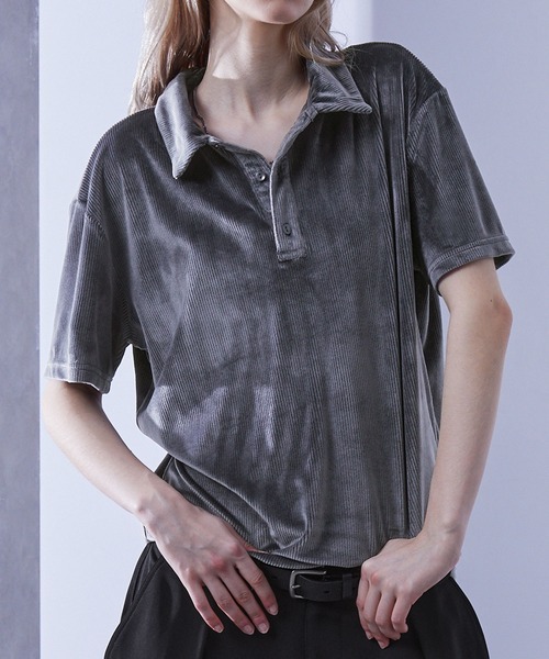 Loose/ルース（ルース）の「ベロアコーデュロイ ドレープサマーポロシャツ（ポロシャツ・メンズ・ダークブルー/ダークグレー/ブラック・L/M/S）」の5枚目の写真