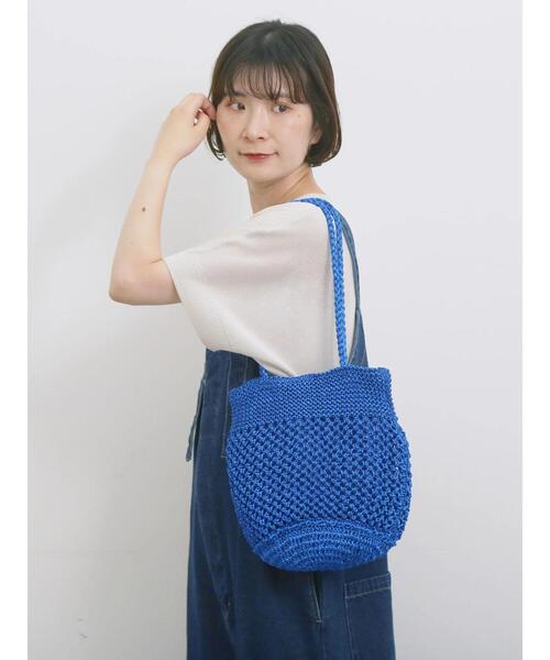 Samansa Mos2 blue（サマンサモスモスブルー）の「メタリックメッシュバッグ（ハンドバッグ・レディース・ブラック/シルバー/ブルー・F）」の2枚目の写真