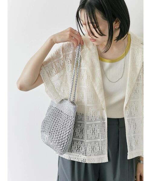 Samansa Mos2 blue（サマンサモスモスブルー）の「メタリックメッシュバッグ（ハンドバッグ・レディース・ブラック/シルバー/ブルー・F）」の6枚目の写真