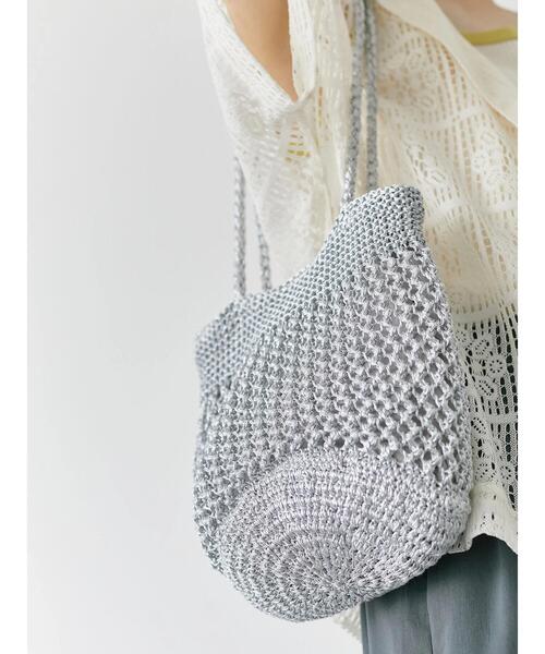 Samansa Mos2 blue（サマンサモスモスブルー）の「メタリックメッシュバッグ（ハンドバッグ・レディース・ブラック/シルバー/ブルー・F）」の8枚目の写真