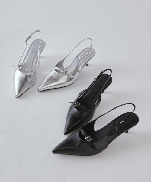 Lui's（ルイス）の「スリングバックストラップミュール（パンプス・レディース・ブラック/シルバー・23.5/24.5）」の6枚目の写真