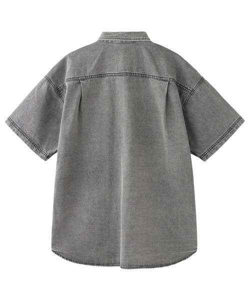 ブラウス シャツ FACE LABEL LIGHT DENIM S/S SHIRT レディース メンズ FACE LABEL LIGHT DENIM S/S SHIRT（シャツ/ブラウス）｜X-girl