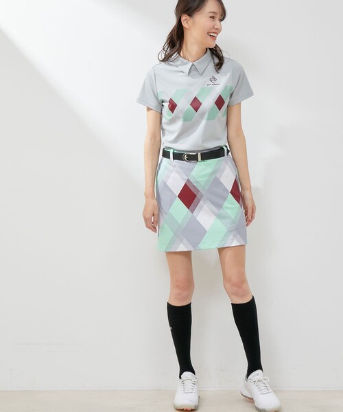 JUN&ROPE'(ジュンアンドロペ)の「【UV】【接触冷感】マルチアーガイル柄 スカート(スカート・レディース・グレー/ライトグリーン/ピンク・L/M/S)」の7枚目の写真