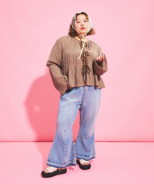 PUNYUS（プニュズ）の「フロントリボンカーディガン（カーディガン/ボレロ・レディース・ブラック/ブラウン・1/2/3/4）」の5枚目の写真