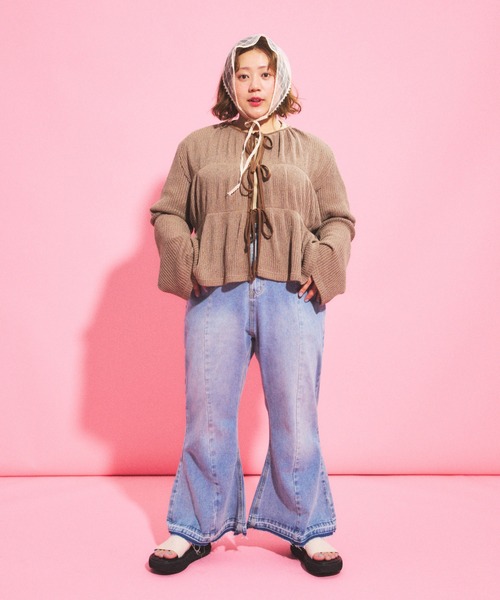 PUNYUS（プニュズ）の「フロントリボンカーディガン（カーディガン/ボレロ・レディース・ブラック/ブラウン・1/2/3/4）」の7枚目の写真