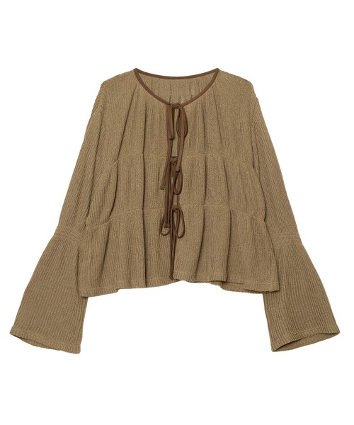 PUNYUS（プニュズ）の「フロントリボンカーディガン（カーディガン/ボレロ・レディース・ブラック/ブラウン・1/2/3/4）」の12枚目の写真