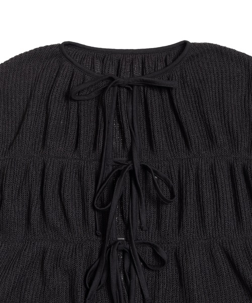 PUNYUS（プニュズ）の「フロントリボンカーディガン（カーディガン/ボレロ・レディース・ブラック/ブラウン・1/2/3/4）」の14枚目の写真
