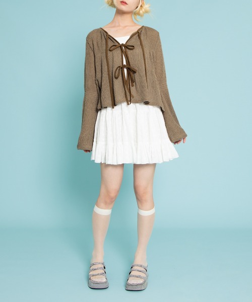 PUNYUS（プニュズ）の「フロントリボンカーディガン（カーディガン/ボレロ・レディース・ブラック/ブラウン・1/2/3/4）」の19枚目の写真