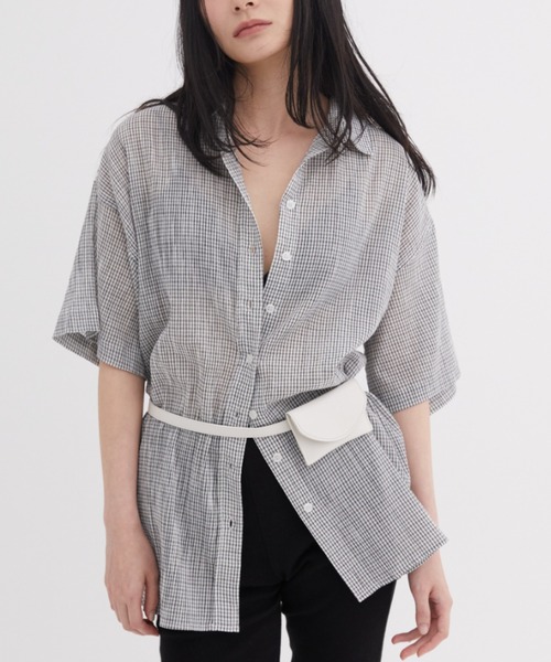 FUULLY STUDIO（フーリィーステューディオ）の「ミニチェックルーズシャツ（シャツ/ブラウス・レディース・グリーン/オフホワイト/ネイビー・FREE）」の2枚目の写真