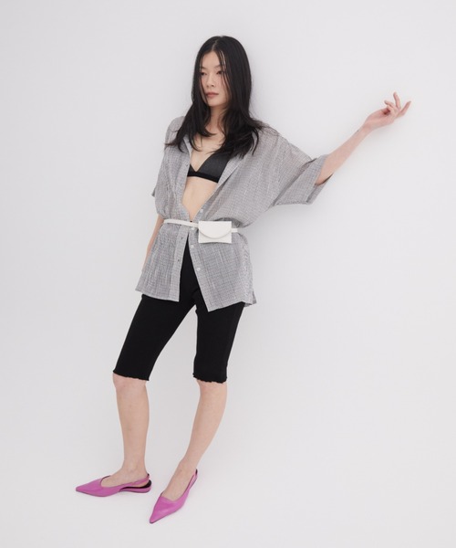 FUULLY STUDIO（フーリィーステューディオ）の「ミニチェックルーズシャツ（シャツ/ブラウス・レディース・グリーン/オフホワイト/ネイビー・FREE）」の12枚目の写真
