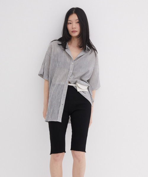 FUULLY STUDIO（フーリィーステューディオ）の「ミニチェックルーズシャツ（シャツ/ブラウス・レディース・グリーン/オフホワイト/ネイビー・FREE）」の15枚目の写真