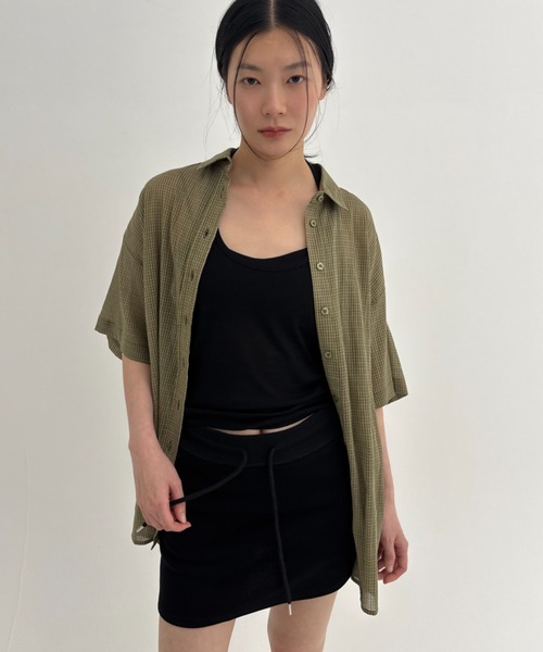 FUULLY STUDIO（フーリィーステューディオ）の「ミニチェックルーズシャツ（シャツ/ブラウス・レディース・グリーン/オフホワイト/ネイビー・FREE）」の20枚目の写真