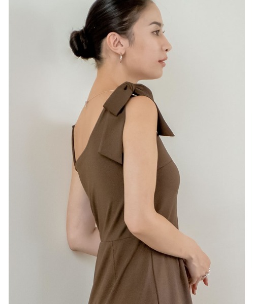 Re:EDIT（リエディ）の「[UVカット][接触冷感][速乾][水陸両用][DAILY SWIM][低身長/高身長サイズ有]ラッシュガードカップ付きアシンメトリーリボンオールインワン[返品交換不可]（水着・レディース・ブラウン/ブラック/グレイッシュベージュ・SHORT/MEDIUM/TALL/LARGE）」の14枚目の写真