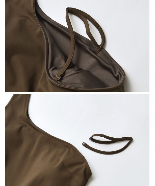 Re:EDIT（リエディ）の「[UVカット][接触冷感][速乾][水陸両用][DAILY SWIM][低身長/高身長サイズ有]ラッシュガードカップ付きアシンメトリーリボンオールインワン[返品交換不可]（水着・レディース・ブラウン/ブラック/グレイッシュベージュ・SHORT/MEDIUM/TALL/LARGE）」の19枚目の写真