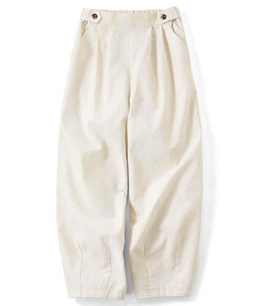 IEDIT（イディット）の「ＩＥＤＩＴ　リネン混素材が涼やかなツータックカーブパンツ（その他パンツ・レディース・アイボリー/ブラウン・LL/3L/L/M）」の2枚目の写真