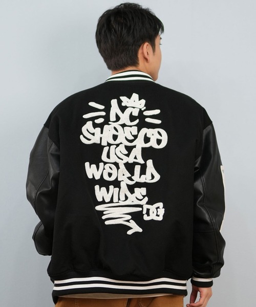 DC(ディーシー)の「DC/ディーシー 25 VARSITY JACKET スタジアムジャケット DJK254024(スタジャン・メンズ・ベージュ×ブラック/ブラック×ホワイト・L/M/XL)」の1枚目の写真