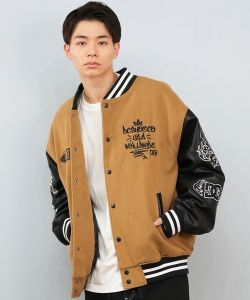 DC(ディーシー)の「DC/ディーシー 25 VARSITY JACKET スタジアムジャケット DJK254024(スタジャン・メンズ・ベージュ×ブラック/ブラック×ホワイト・L/M/XL)」の6枚目の写真