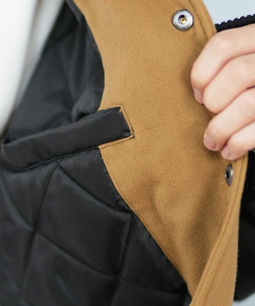 DC(ディーシー)の「DC/ディーシー 25 VARSITY JACKET スタジアムジャケット DJK254024(スタジャン・メンズ・ベージュ×ブラック/ブラック×ホワイト・L/M/XL)」の12枚目の写真