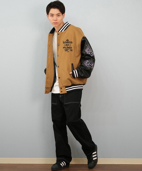 DC(ディーシー)の「DC/ディーシー 25 VARSITY JACKET スタジアムジャケット DJK254024(スタジャン・メンズ・ベージュ×ブラック/ブラック×ホワイト・L/M/XL)」の7枚目の写真