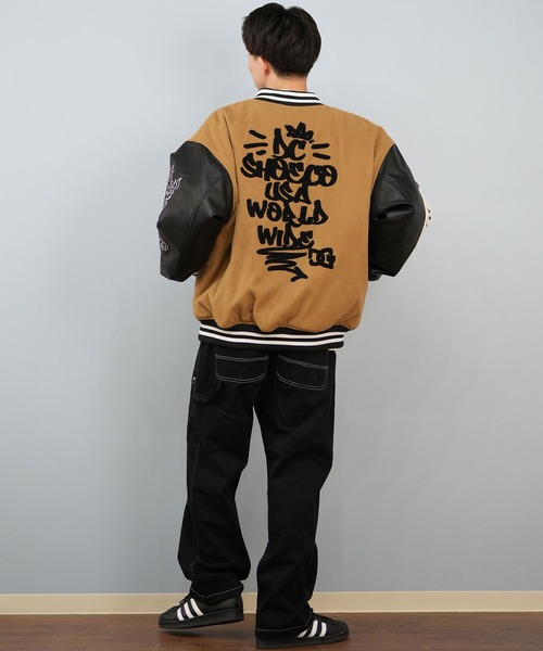 DC(ディーシー)の「DC/ディーシー 25 VARSITY JACKET スタジアムジャケット DJK254024(スタジャン・メンズ・ベージュ×ブラック/ブラック×ホワイト・L/M/XL)」の8枚目の写真