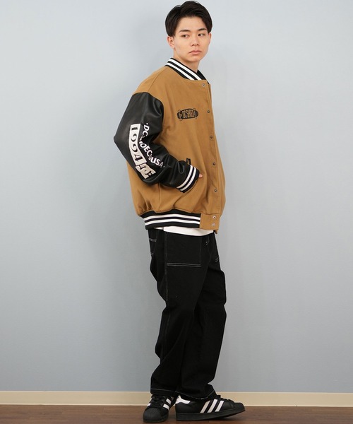 DC(ディーシー)の「DC/ディーシー 25 VARSITY JACKET スタジアムジャケット DJK254024(スタジャン・メンズ・ベージュ×ブラック/ブラック×ホワイト・L/M/XL)」の9枚目の写真