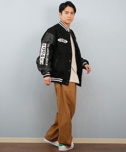 DC(ディーシー)の「DC/ディーシー 25 VARSITY JACKET スタジアムジャケット DJK254024(スタジャン・メンズ・ベージュ×ブラック/ブラック×ホワイト・L/M/XL)」の5枚目の写真