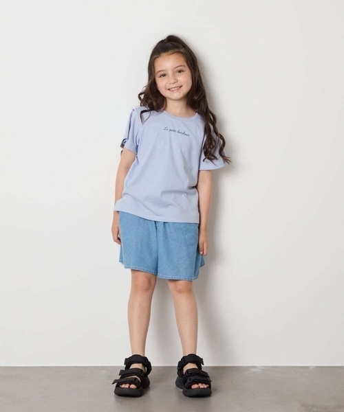 a.v.v（アーヴェヴェ）の「[100-160]【WEB限定/接触冷感】フレアスリーブプチロゴTシャツ（Tシャツ/カットソー・キッズ・ライラック/ホワイト/ライトブルー・110/100/120/130/140/160/150）」の7枚目の写真