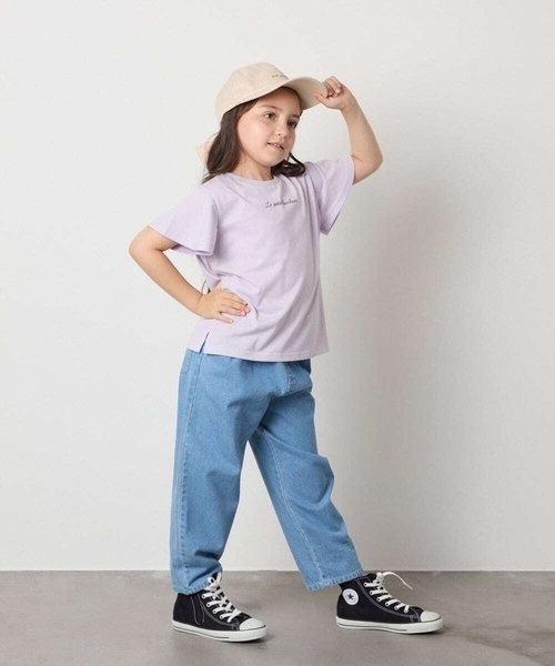 a.v.v（アーヴェヴェ）の「[100-160]【WEB限定/接触冷感】フレアスリーブTシャツ（Tシャツ/カットソー・キッズ・ライラック/ホワイト/ライトブルー・110/100/120/130/140/160/150）」の7枚目の写真