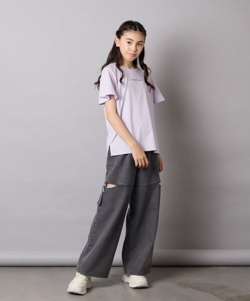 a.v.v（アーヴェヴェ）の「[100-160]【WEB限定/接触冷感】フレアスリーブTシャツ（Tシャツ/カットソー・キッズ・ライラック/ホワイト/ライトブルー・110/100/120/130/140/160/150）」の9枚目の写真