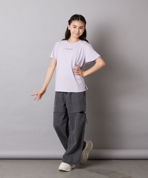 a.v.v（アーヴェヴェ）の「[100-160]【WEB限定/接触冷感】フレアスリーブTシャツ（Tシャツ/カットソー・キッズ・ライラック/ホワイト/ライトブルー・110/100/120/130/140/160/150）」の12枚目の写真