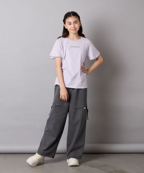 a.v.v（アーヴェヴェ）の「[100-160]【WEB限定/接触冷感】フレアスリーブTシャツ（Tシャツ/カットソー・キッズ・ライラック/ホワイト/ライトブルー・110/100/120/130/140/160/150）」の13枚目の写真