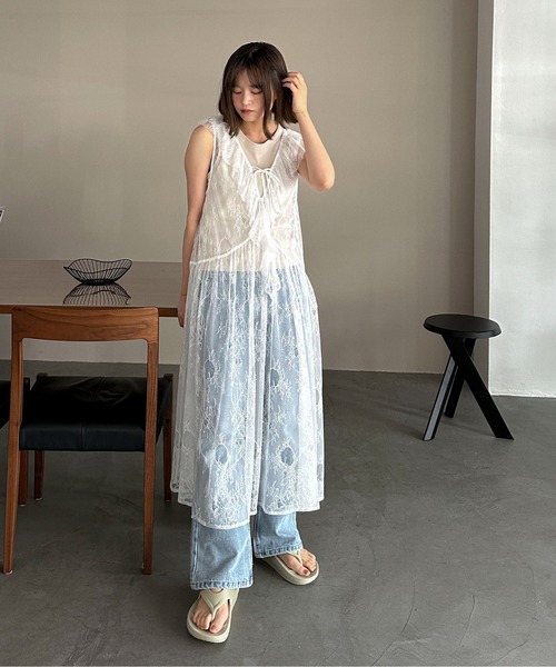 PILIT（ピリット）の「レースラッフル ワンピース（ワンピース・レディース・オフホワイト・MEDIUM）」の20枚目の写真