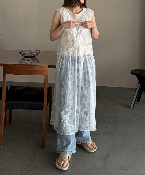 PILIT（ピリット）の「レースラッフル ワンピース（ワンピース・レディース・オフホワイト・MEDIUM）」の19枚目の写真