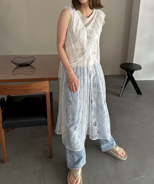 PILIT（ピリット）の「レースラッフル ワンピース（ワンピース・レディース・オフホワイト・MEDIUM）」の18枚目の写真
