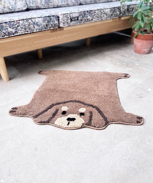 新品 未使用　さえら　ポテチーノ　マット　敷物　ラグ セール】6A3 犬のひらきマット 60×66 玄関 リビング 柴犬