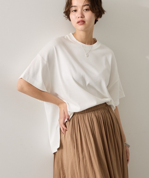 AMERICAN HOLIC(アメリカンホリック)の「接触冷感スムースボクサーTシャツ(Tシャツ/カットソー・レディース・グレイッシュベージュ/オフホワイト/チャコールグレー/ブルー/グリーン・M/L)」の1枚目の写真