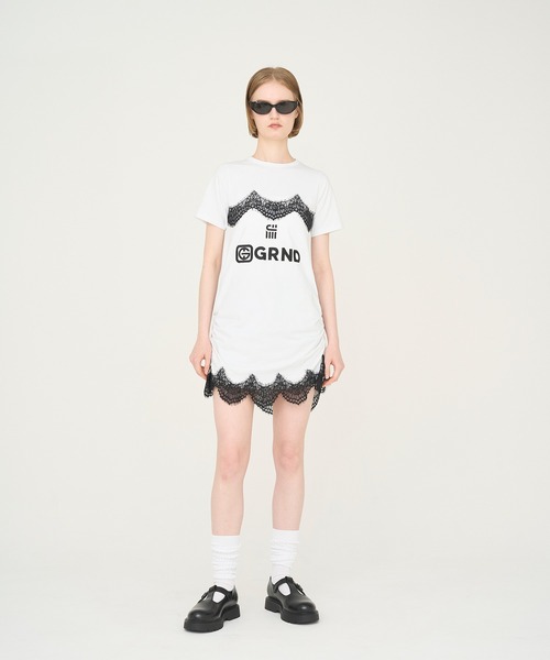 Nora Lily elle（ノラリリーエル）の「【Nora Lily】「elle」Lingerie Hybrid Logo Tee Dress（Tシャツ/カットソー・レディース・ホワイト/ヘザーグレー・FREE）」の3枚目の写真